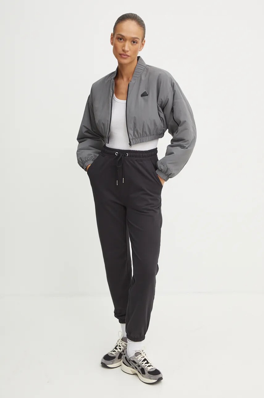 Куртка adidas City Escape жіноча колір сірий перехідна oversize IZ1492