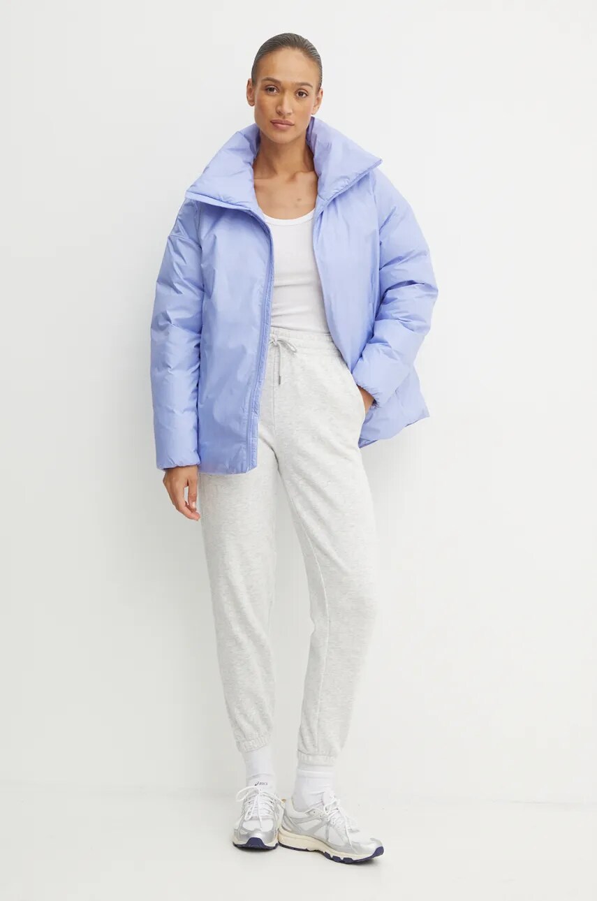 Пухова куртка adidas Traveer жіноча колір фіолетовий зимова oversize JF3209