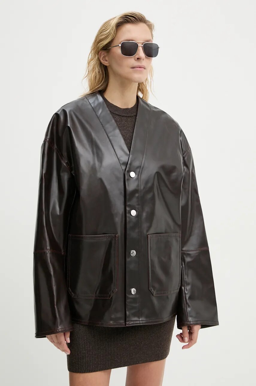 Куртка Nanushka EDEE жіноча колір коричневий перехідна oversize NU24PFJK00878