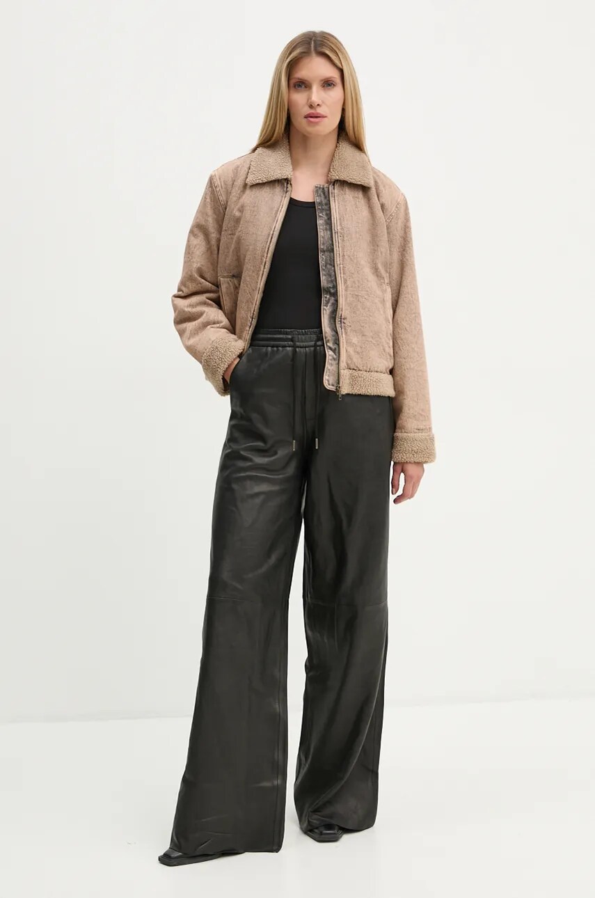 Джинсова куртка American Vintage жіноча колір бежевий перехідна oversize BLIN17AE24