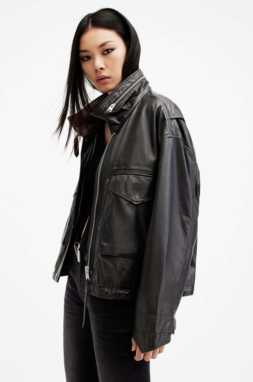 Шкіряна куртка AllSaints CLAY JACKET жіноча колір чорний перехідна W035LB