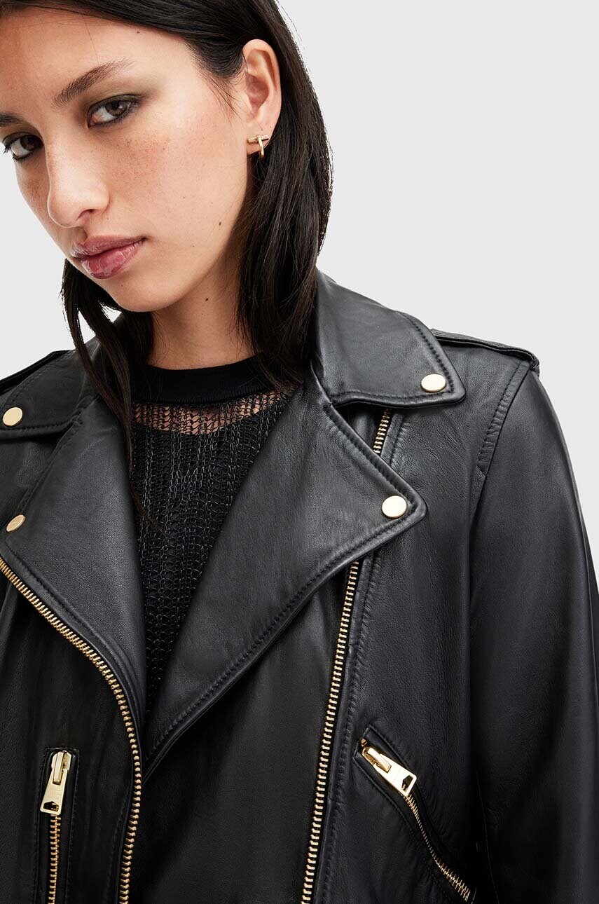 Шкіряна куртка AllSaints BALFERN BIKER жіноча колір чорний перехідна W084LB