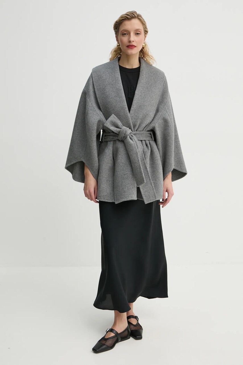 Вовняне пальто By Malene Birger MARGITH колір сірий перехідне oversize 103187