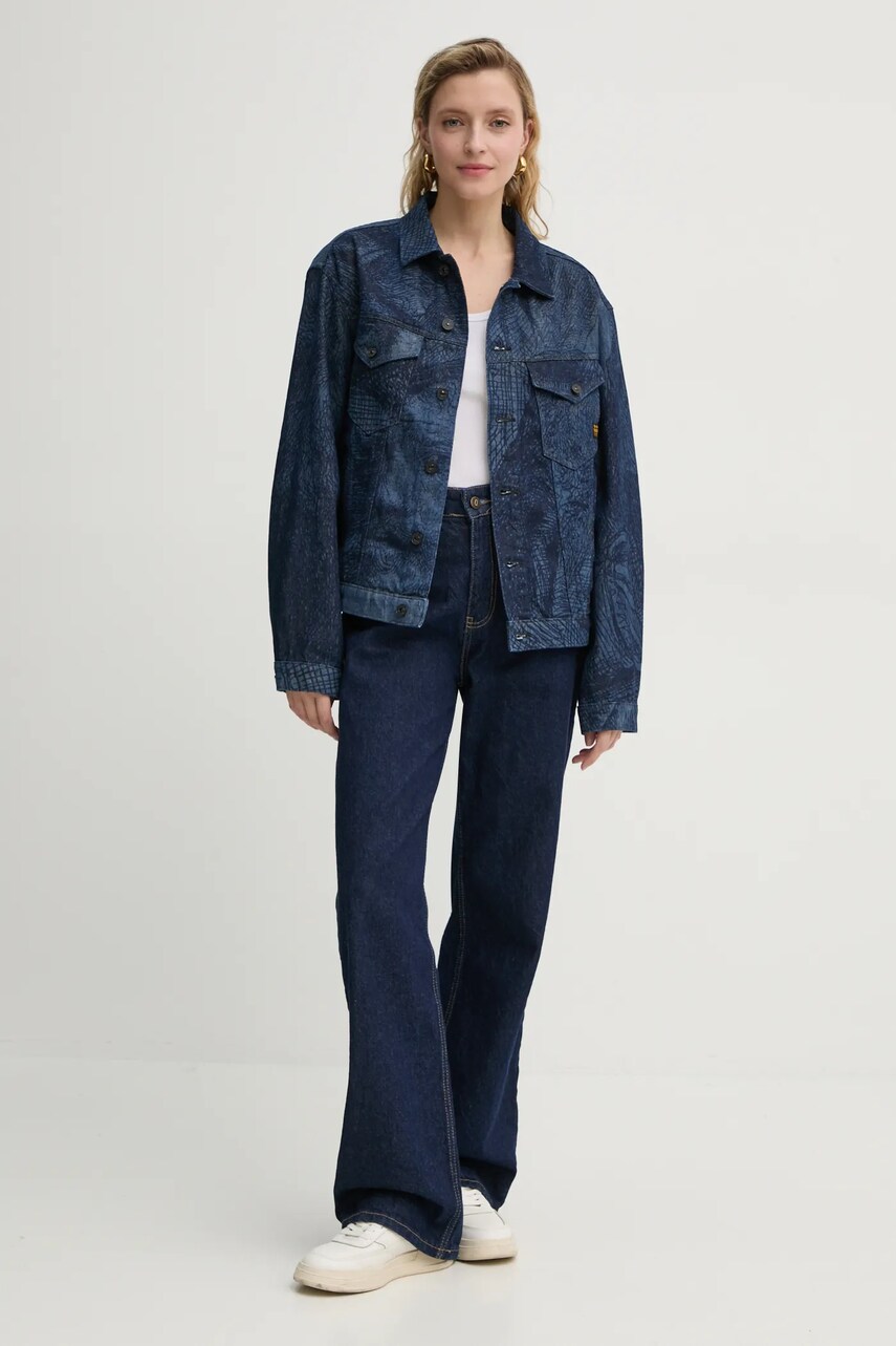 Джинсова куртка G-Star Raw жіноча колір синій перехідна oversize D26401-D317