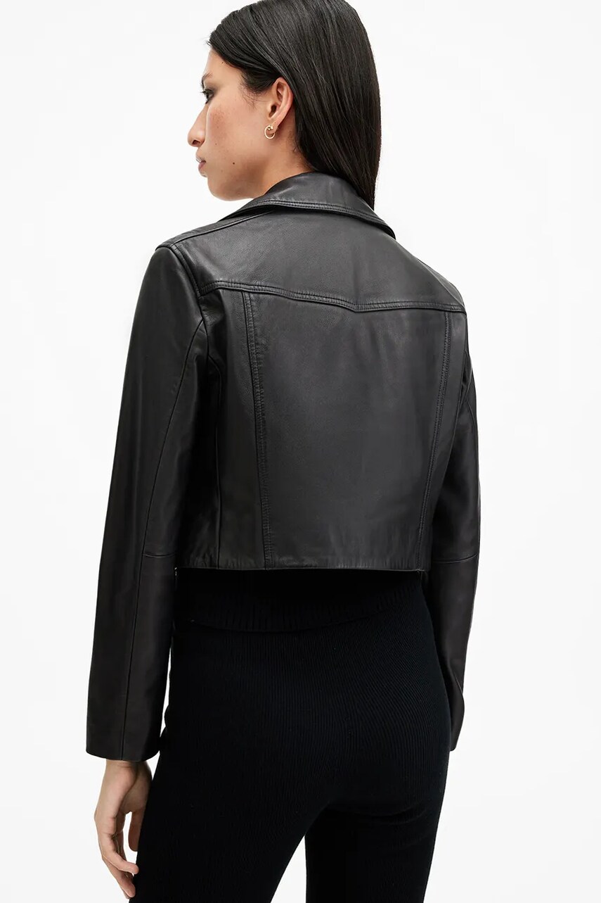 Шкіряна куртка AllSaints ELORA жіноча колір чорний перехідна W088LB