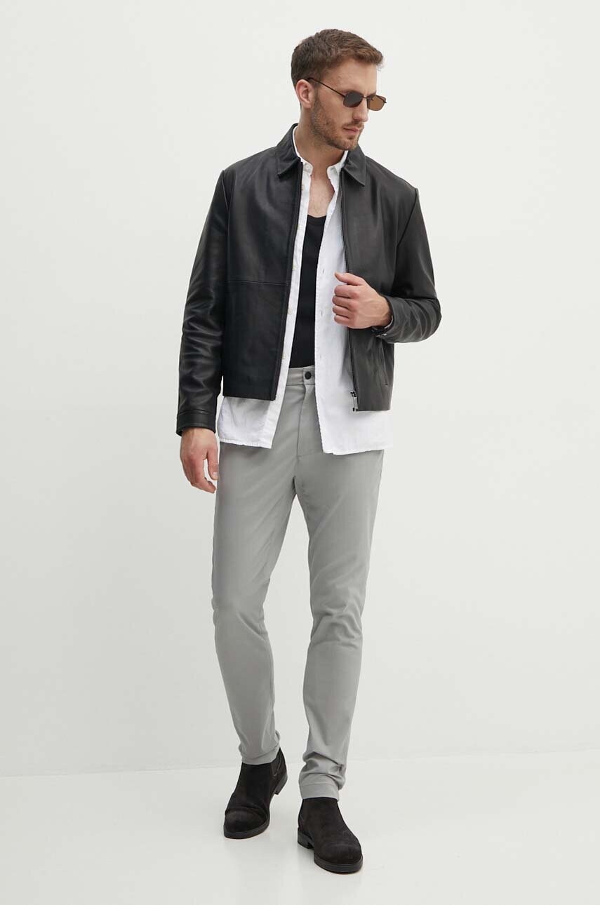 Шкіряна куртка Calvin Klein чоловіча колір чорний перехідна K10K113014