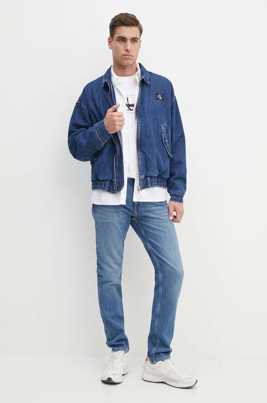 Джинсова куртка Calvin Klein Jeans чоловіча колір синій перехідна J30J325757
