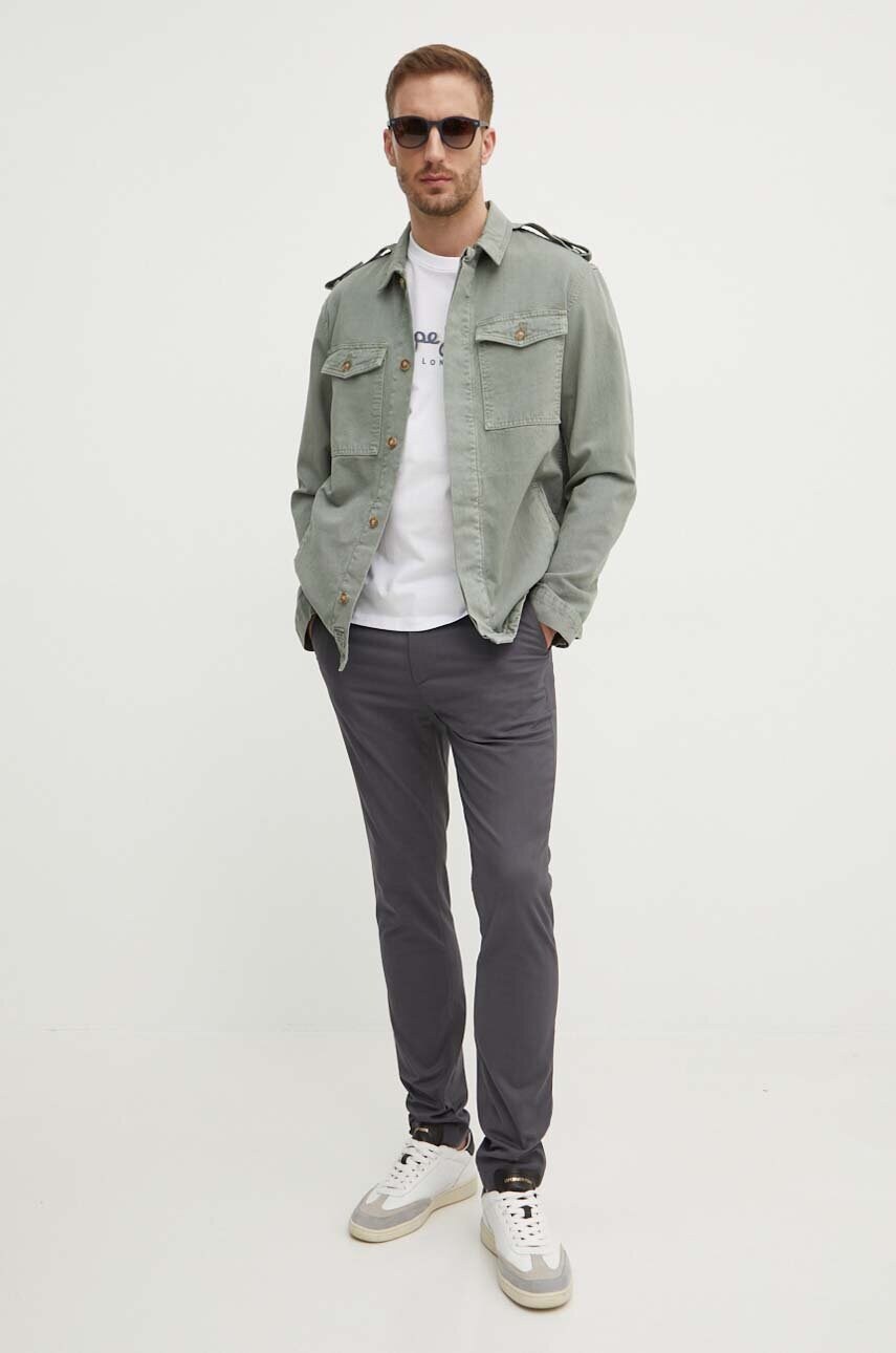 Джинсова куртка Pepe Jeans EATON COLOUR FIELD JACKET чоловіча колір зелений перехідна PM403000