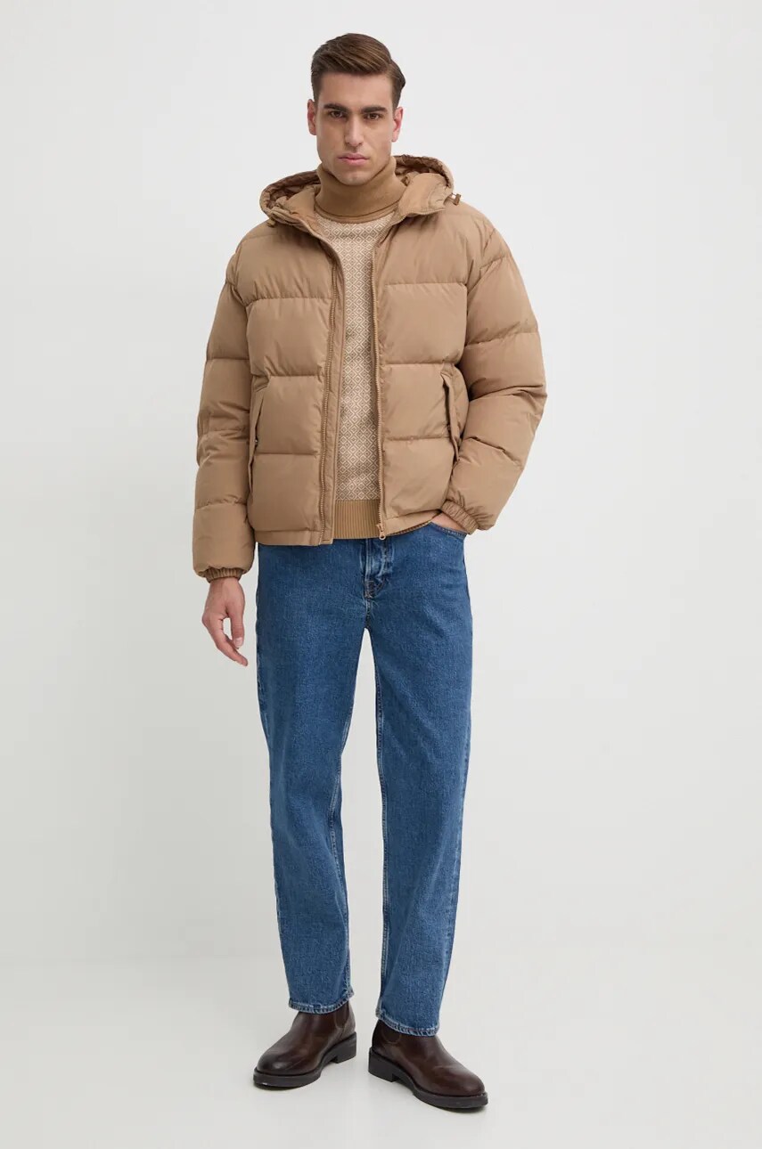 Пухова куртка United Colors of Benetton чоловіча колір коричневий зимова oversize 2JF8UN05E
