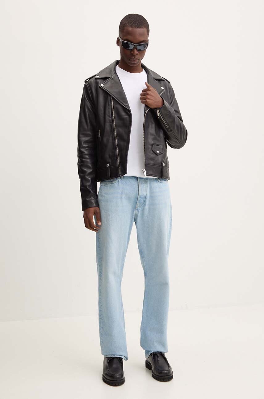 Шкіряна куртка The Kooples чоловіча колір чорний перехідна HCUI29007K