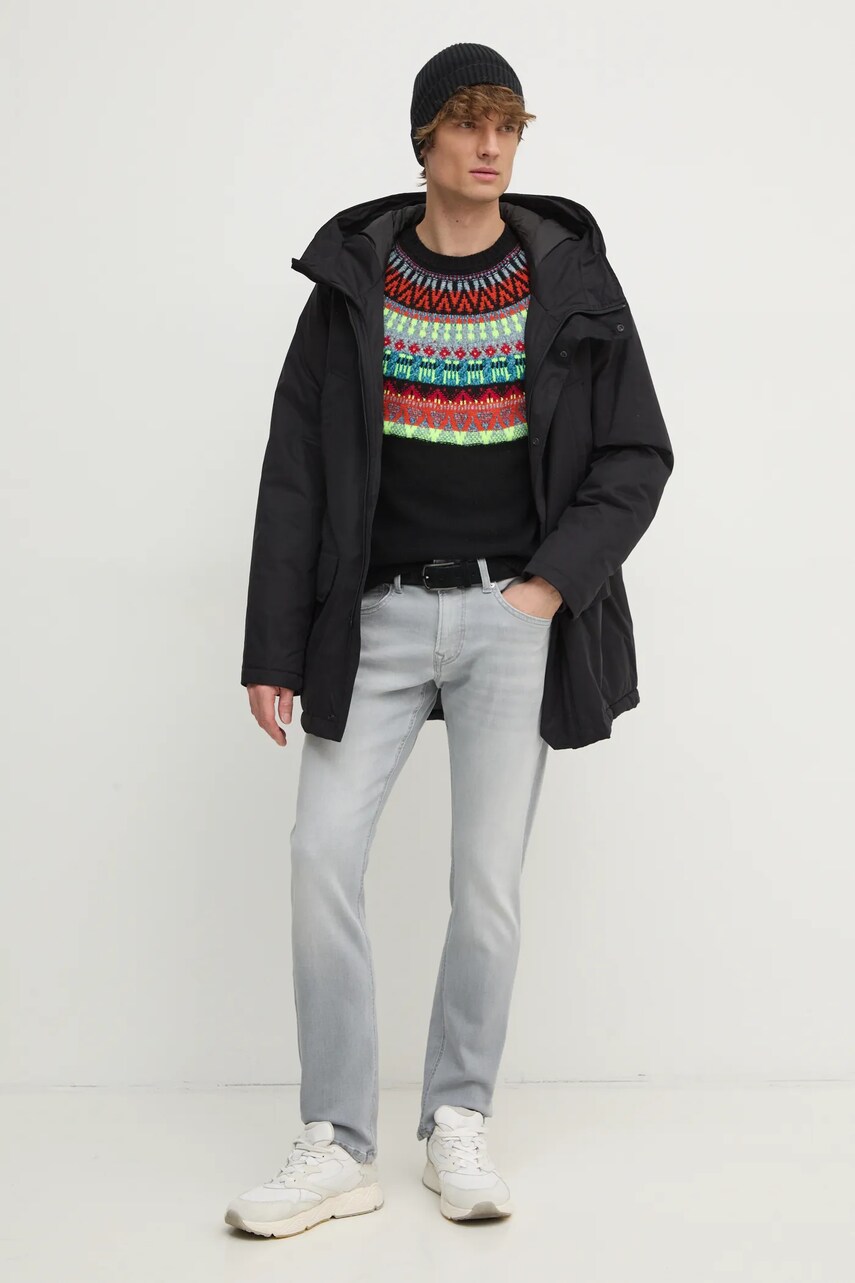 Куртка United Colors of Benetton чоловіча колір чорний зимова 26UWUN061