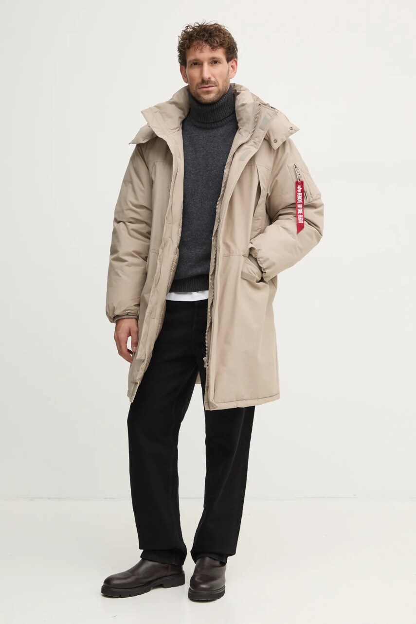 Куртка Alpha Industries чоловіча колір бежевий зимова 148124