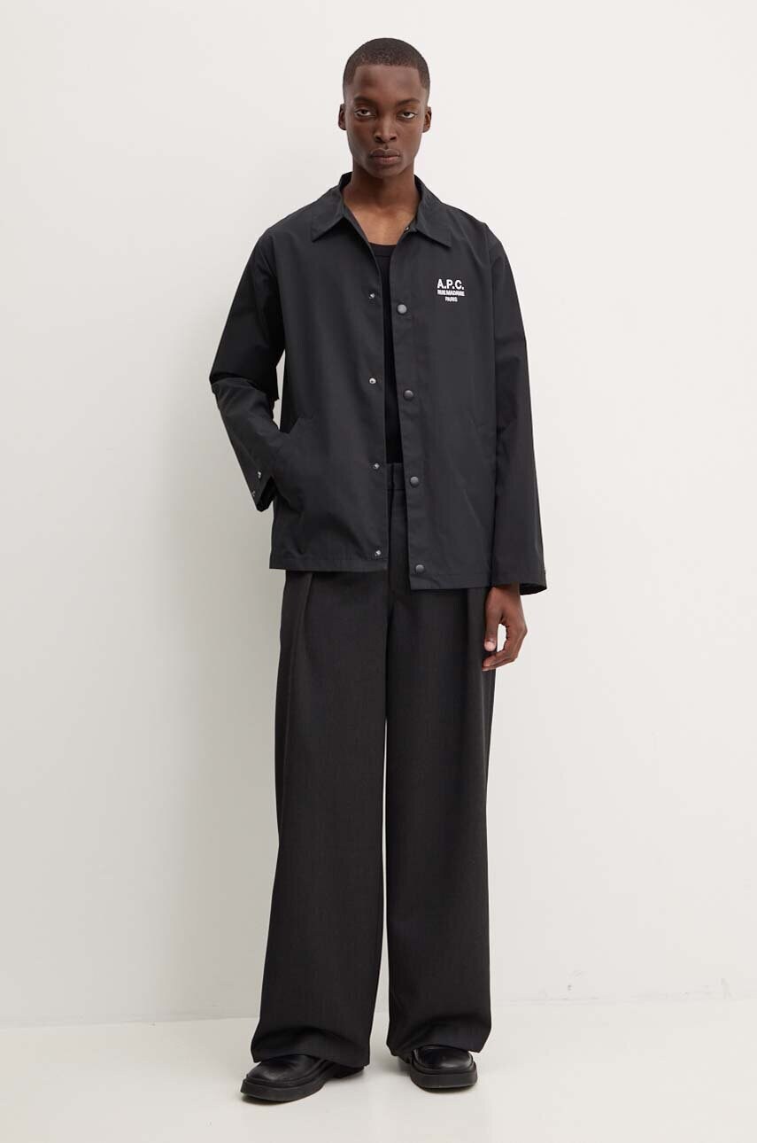 Куртка-сорочка A.P.C. blouson regis колір чорний перехідна oversize PSAJB.H02960