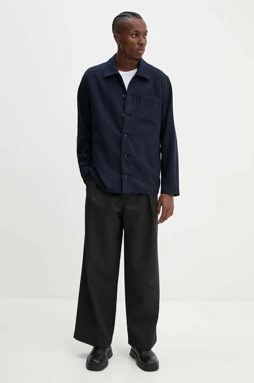 Вовняна куртка A.P.C. veste jamie колір синій перехідна WOAPN.H02962