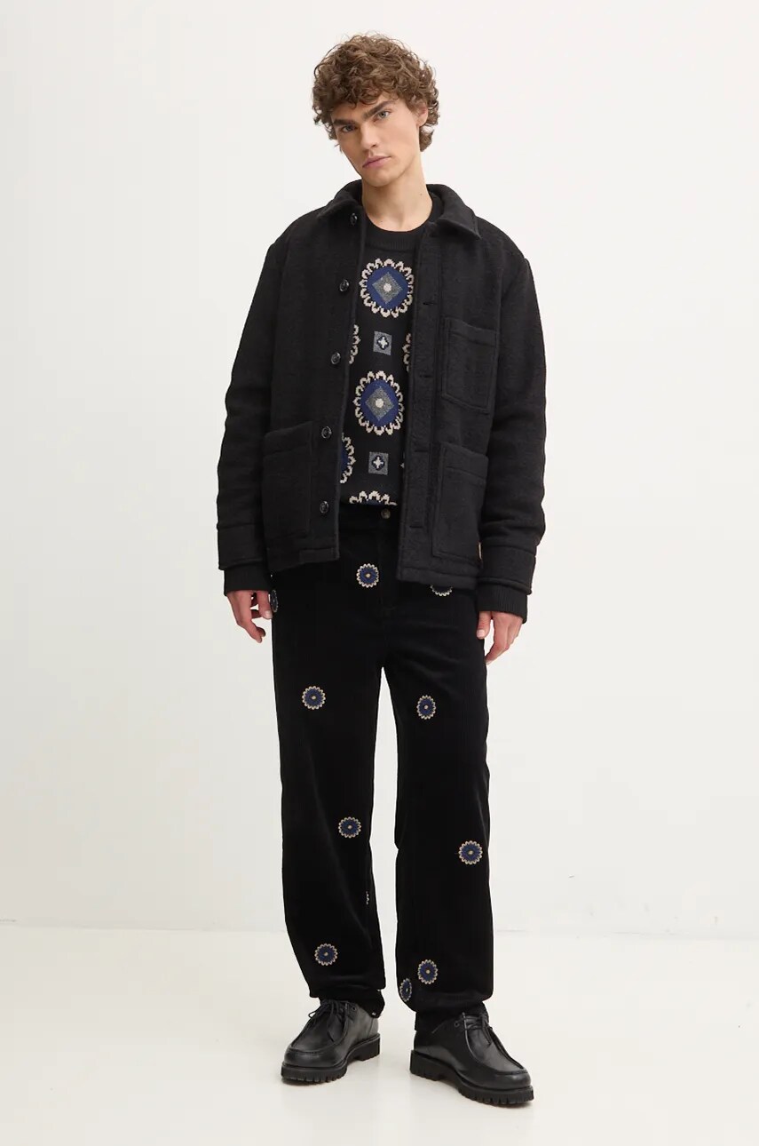 Вовняна куртка-сорочка A.P.C. veste emile patch колір чорний перехідна WVBCA.H02961
