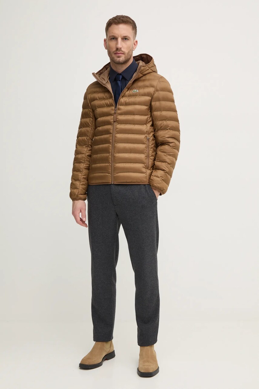 Куртка Lacoste чоловіча колір коричневий перехідна BH2909