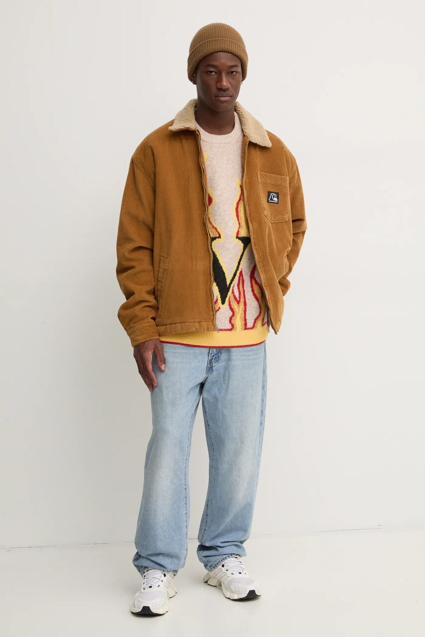 Куртка-сорочка Quiksilver Dna Sherpa Harrington колір коричневий перехідна EQYJK04064