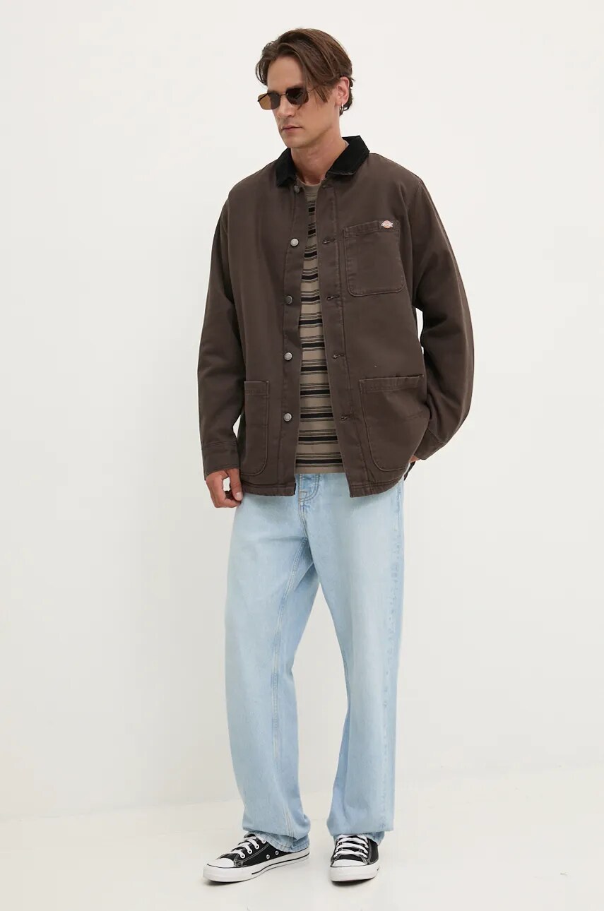 Куртка Dickies Duck High Pile Flce Line Chore Jacket чоловіча колір коричневий перехідна DK0A4XGA