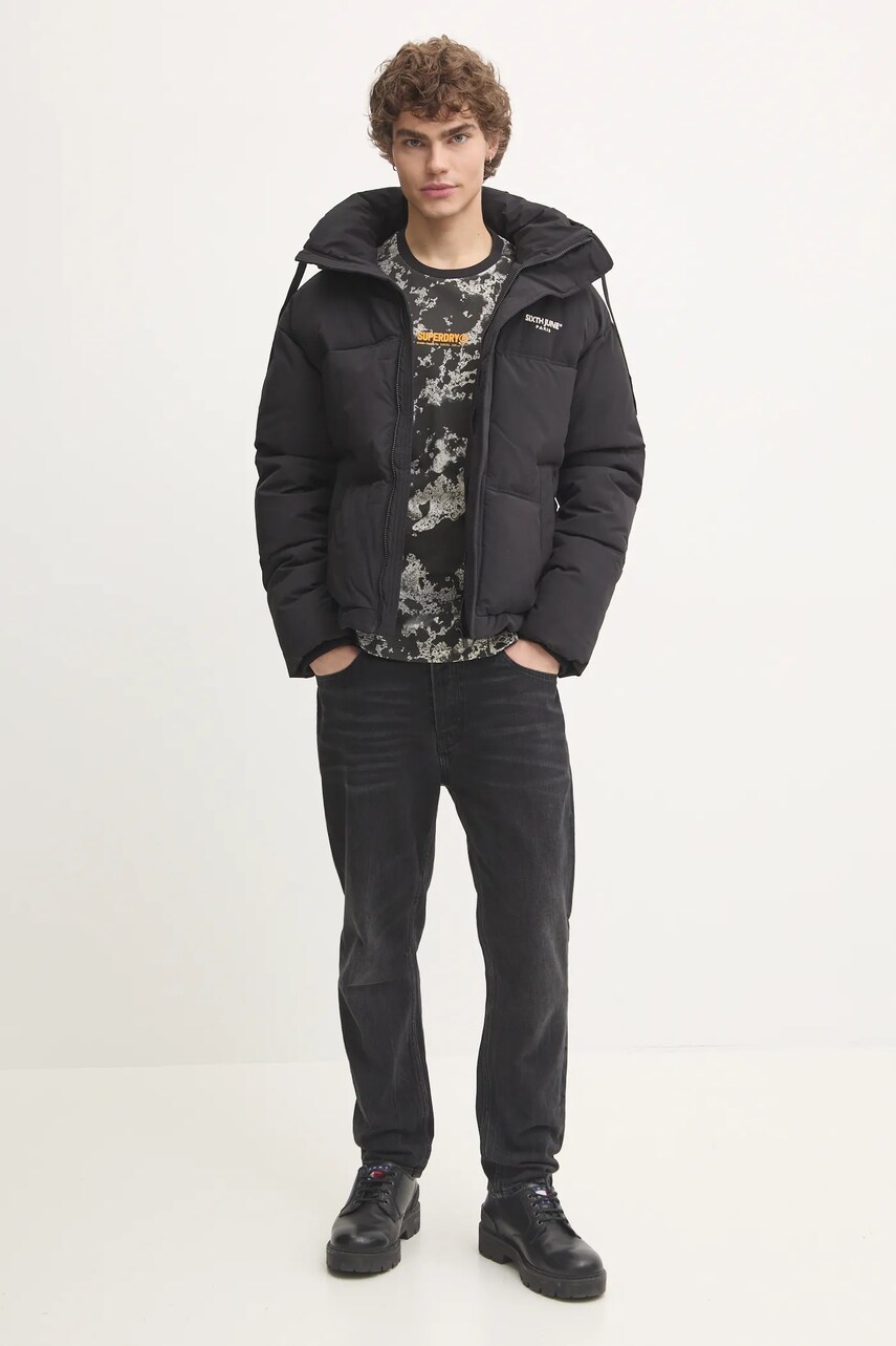 Куртка Sixth June чоловіча колір чорний зимова oversize 25280