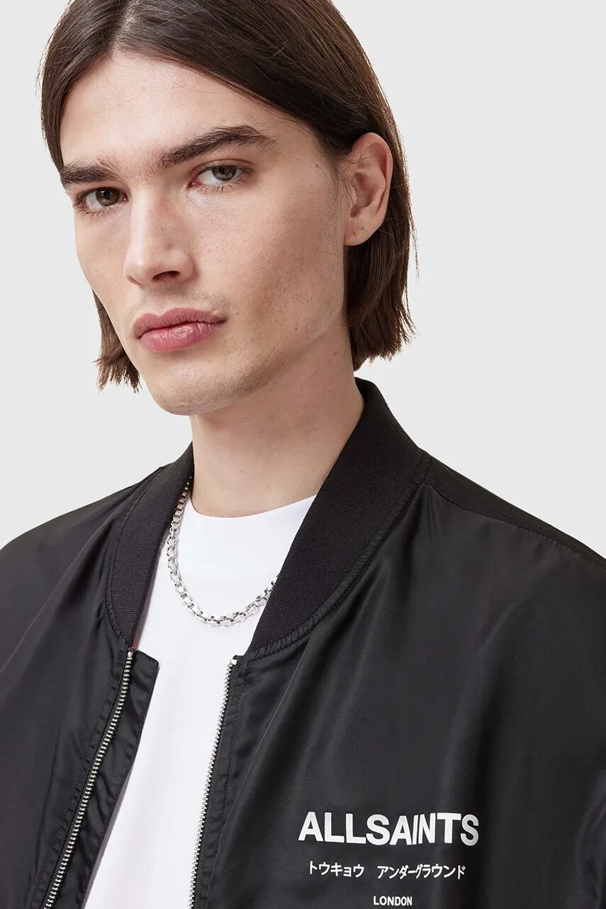 Куртка-бомбер AllSaints UNDERGROUND чоловіча колір чорний перехідна M024OA