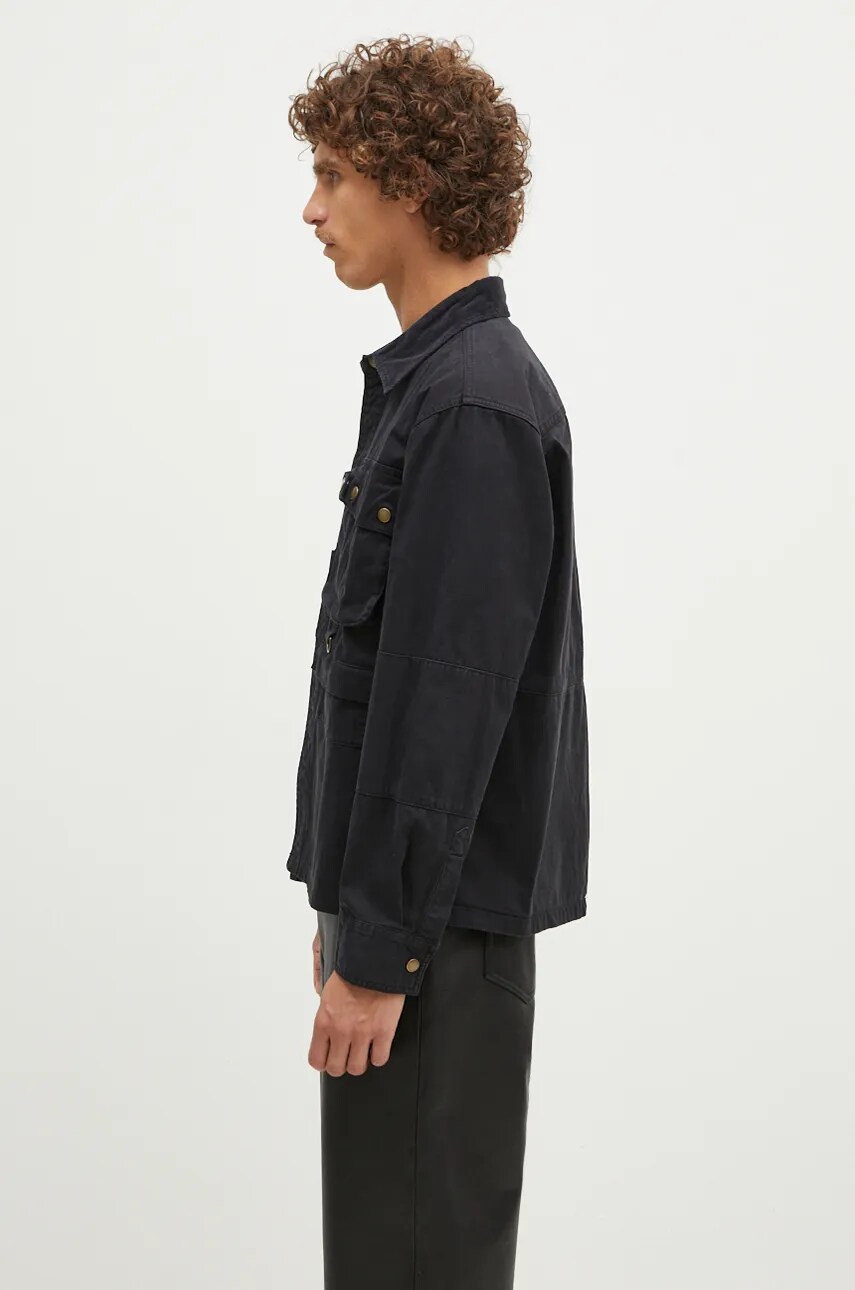 Куртка-сорочка Barbour Oakmoor OS Twill Overshirt колір чорний перехідна MOS0380