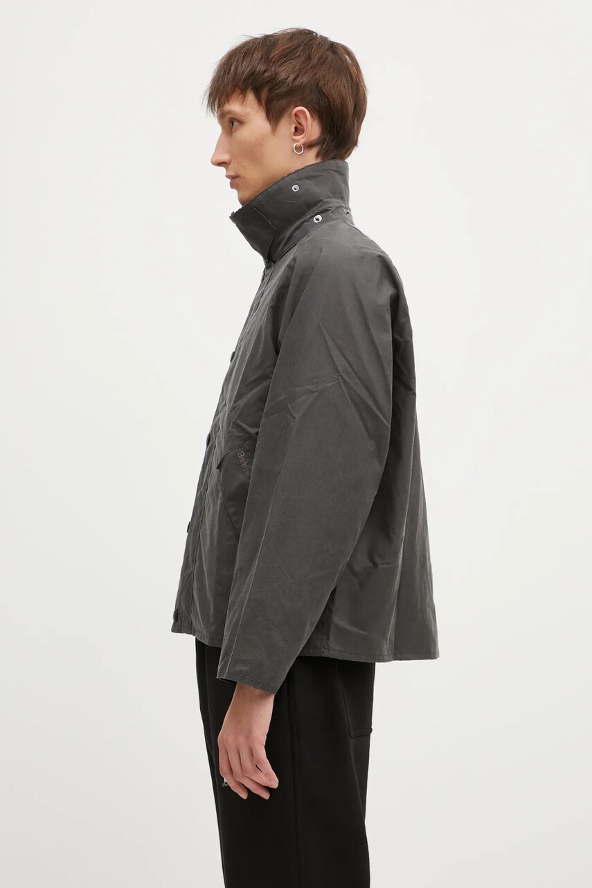 Куртка Barbour OS Transport Wax Jacket чоловіча колір сірий перехідна oversize MWX1678