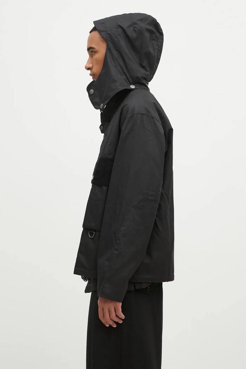 Бавовняна куртка Barbour Re-Engineered Spey Wax Jacket колір чорний перехідна MWX2341