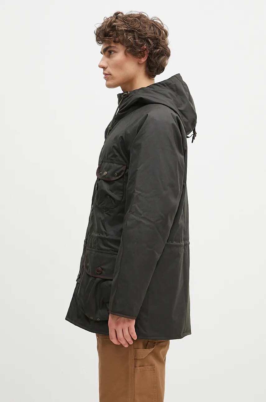 Вощена парка Barbour Field Wax Parka колір зелений перехідна MWX2349
