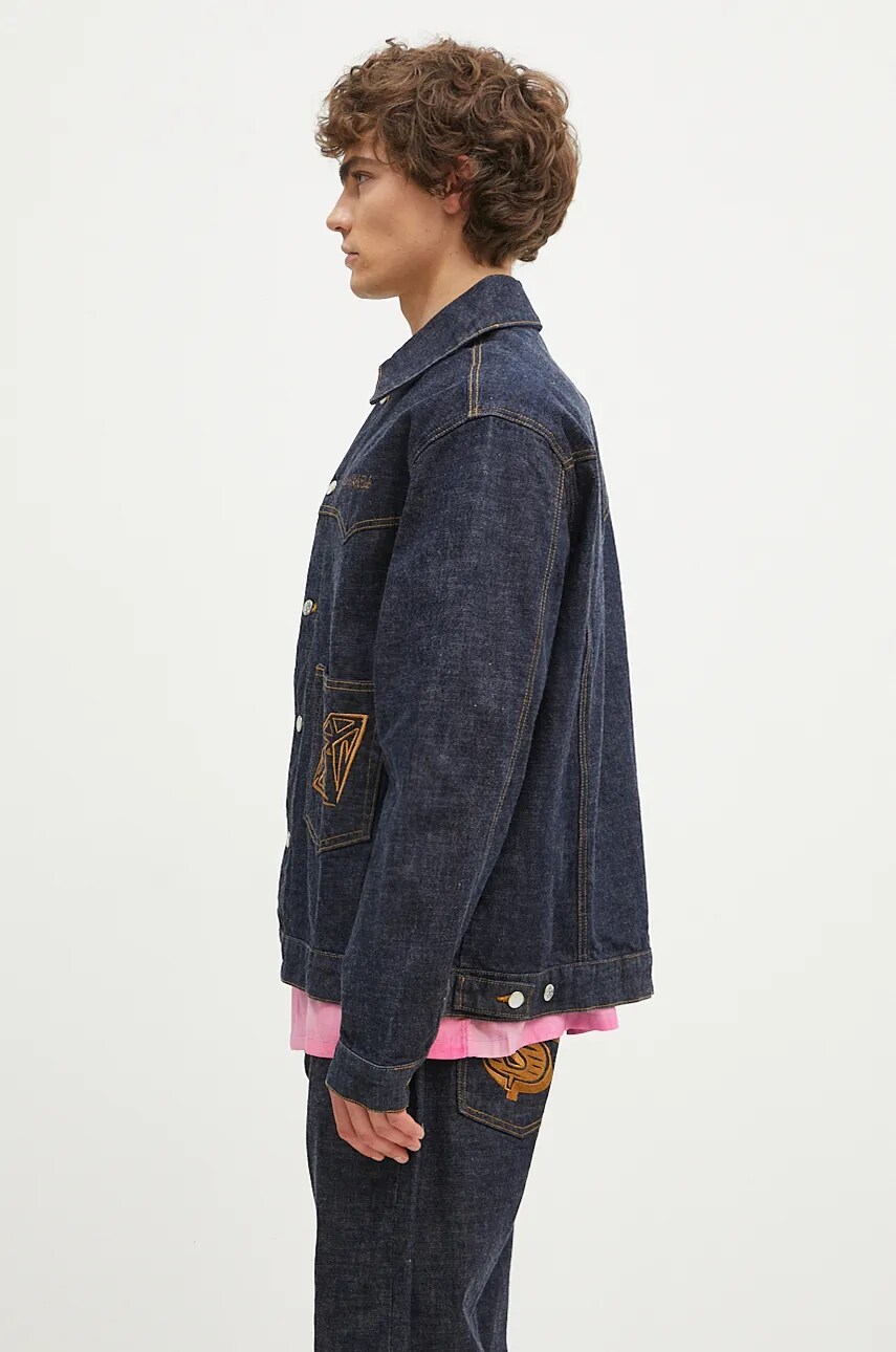 Джинсова куртка Billionaire Boys Club Diamonds & Dollars Selvedge Denim чоловіча колір синій перехідна oversize B24303