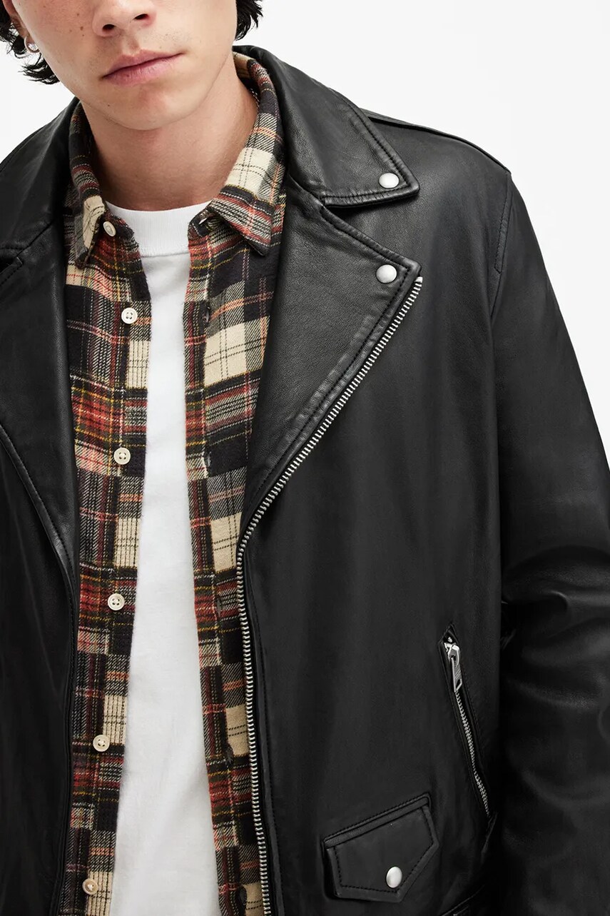 Шкіряна куртка AllSaints MILO чоловіча колір чорний перехідна M062LB