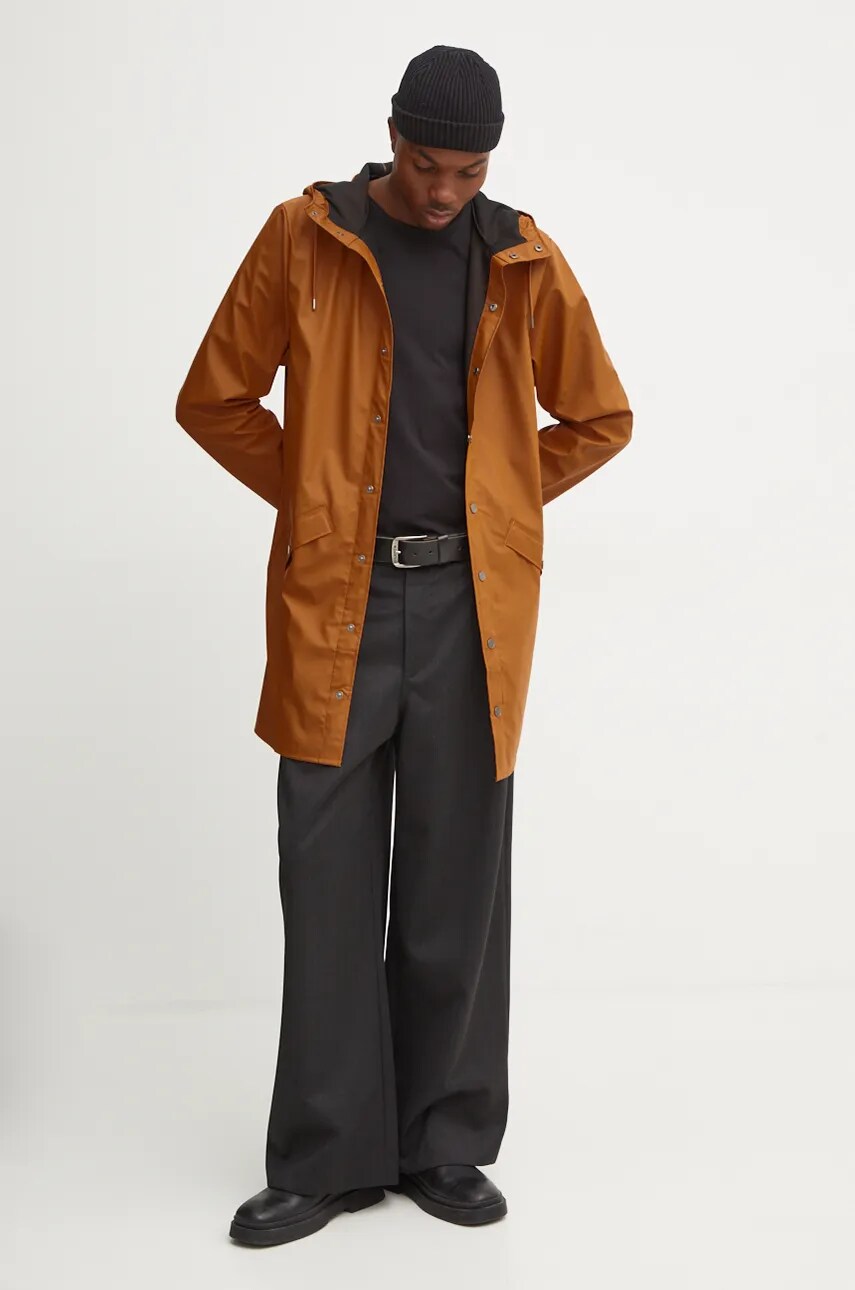 Дощовик Rains Long Jacket W3 колір помаранчевий перехідна 12020-63