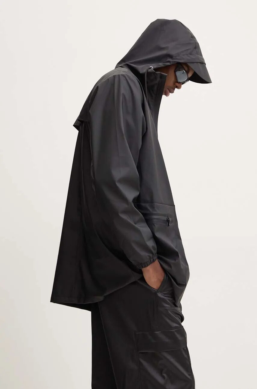 Куртка Rains Cargo Long Jacket W3 колір чорний перехідна 12060-01