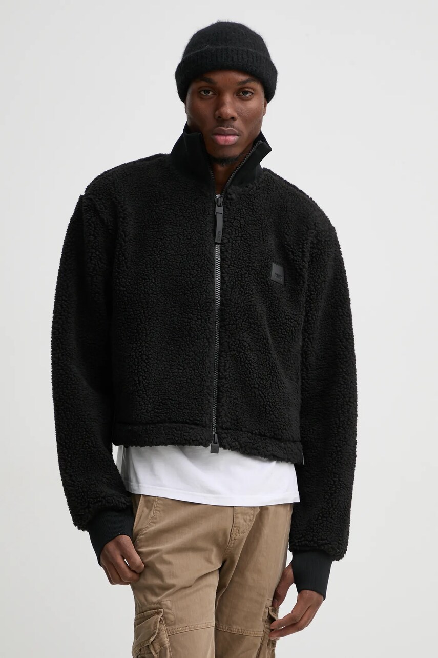 Куртка Rains Kofu Fleece Short Jacket T2 колір чорний перехідна 19950-01