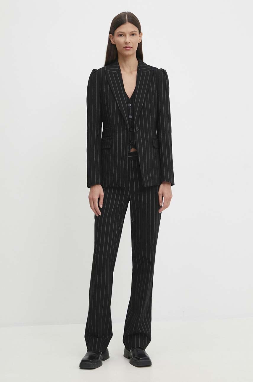 Піджак Bruuns Bazaar DecumariaBBNora blazer колір чорний однобортний візерунок BBW4083