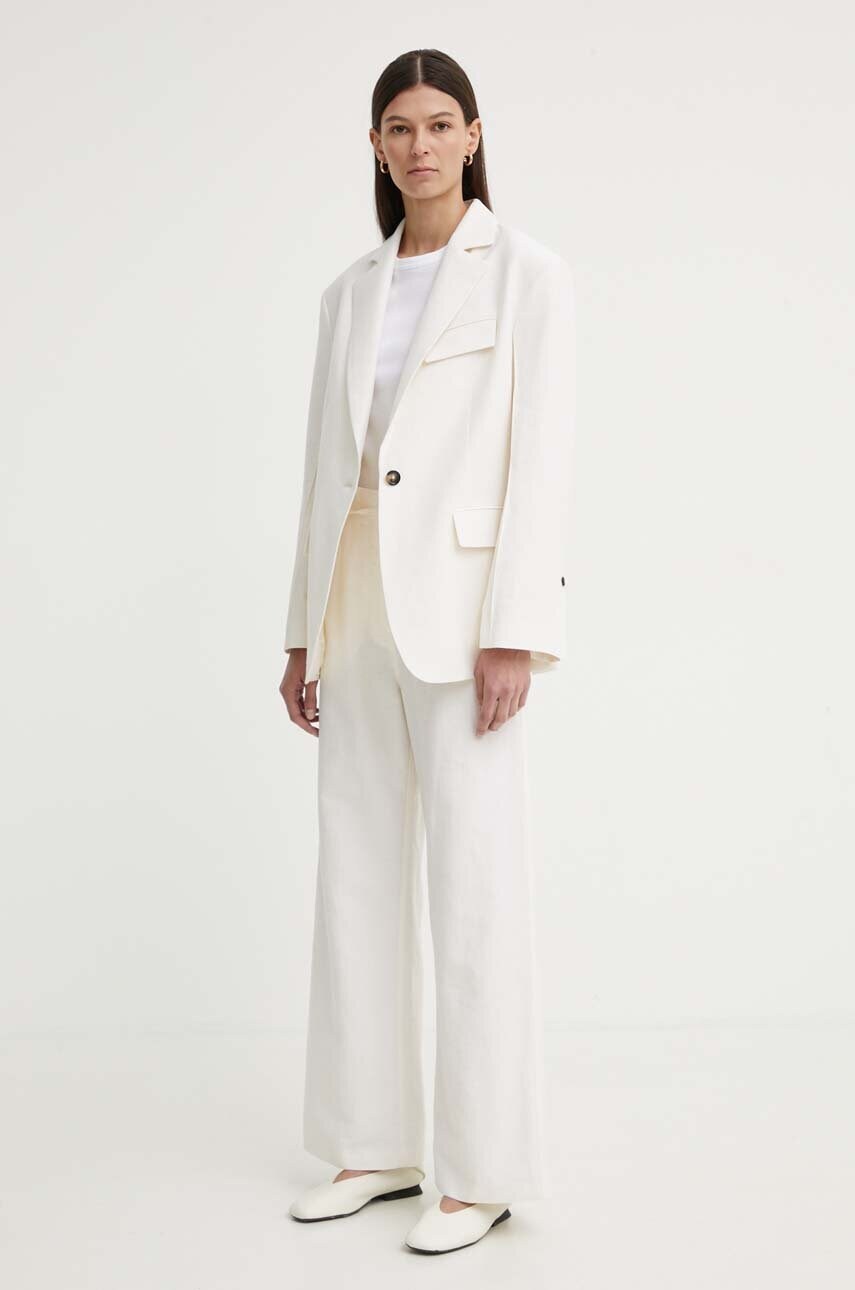 Піджак з домішкою льону Day Birger et Mikkelsen Marcy - Solid Linen колір бежевий однобортний однотонний DAY65243278