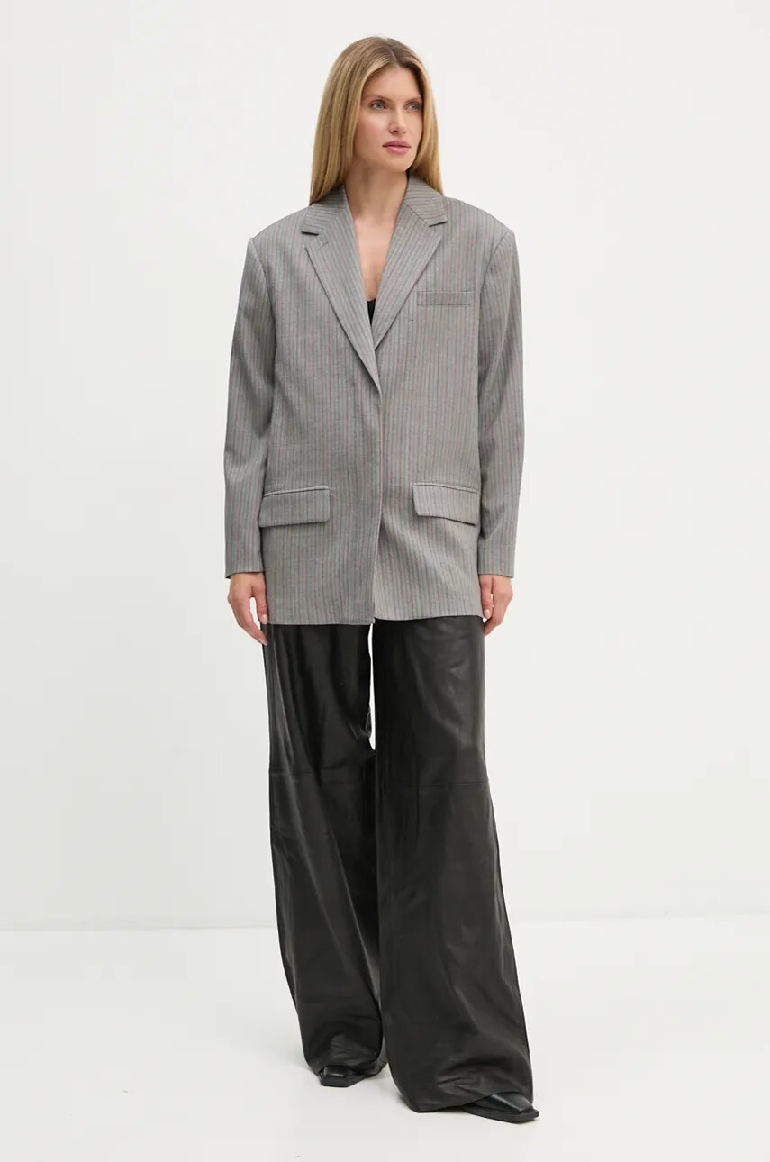 Піджак Remain Herringbone Blazer колір сірий oversize візерунок 5018723038