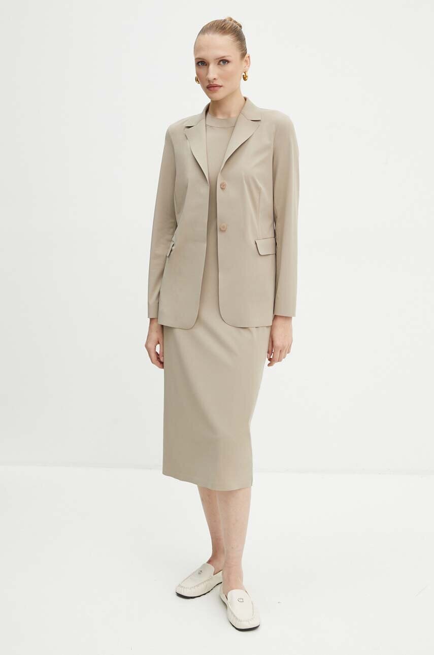 Піджак Max Mara Leisure колір бежевий однобортний однотонний 2426916017600