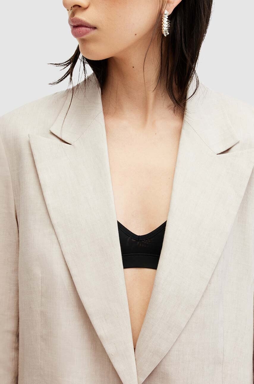 Піджак AllSaints WHITNEY BLAZER колір бежевий однобортний однотонний W016QA