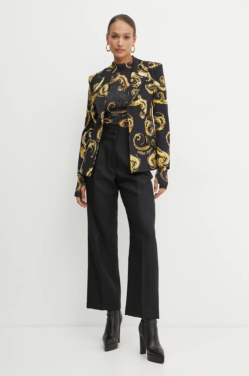 Піджак Versace Jeans Couture колір чорний однобортний візерунок 77HAQ702 NS515