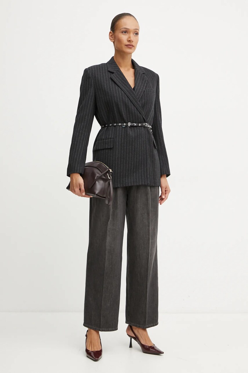 Вовняний піджак MICHAEL Michael Kors колір сірий oversize візерунок MF4108DF2A