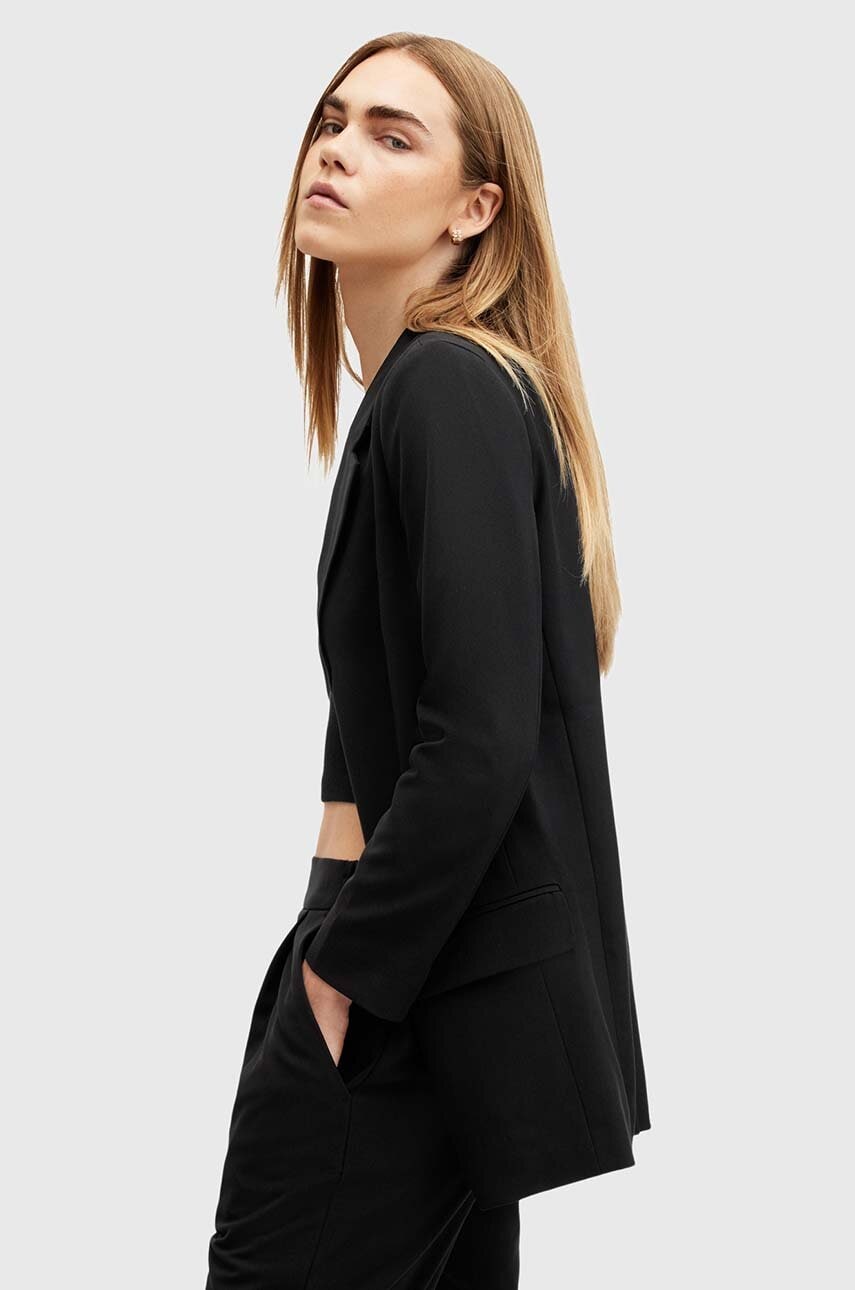 Піджак AllSaints ALEIDA TRI BLAZER колір чорний без застібки однотонний W008QZ