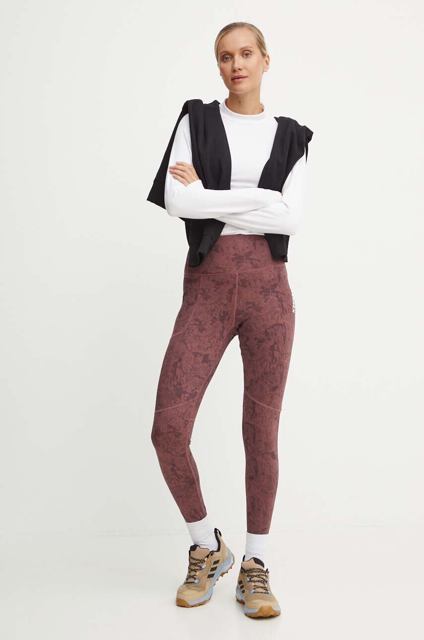 Легінси adidas TERREX Multi жіночі колір бордовий візерунок IW9294