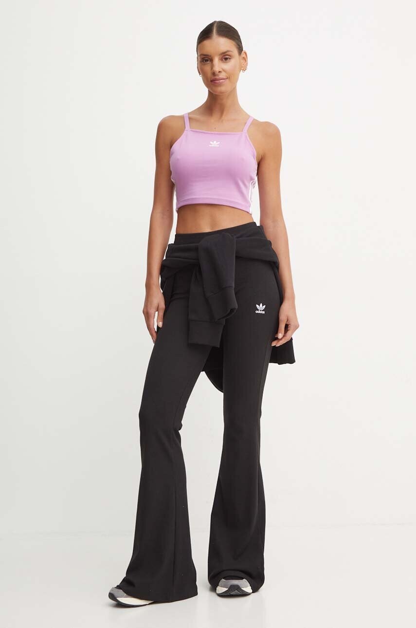 Штани adidas Originals жіночі колір чорний кльош висока посадка IW5727