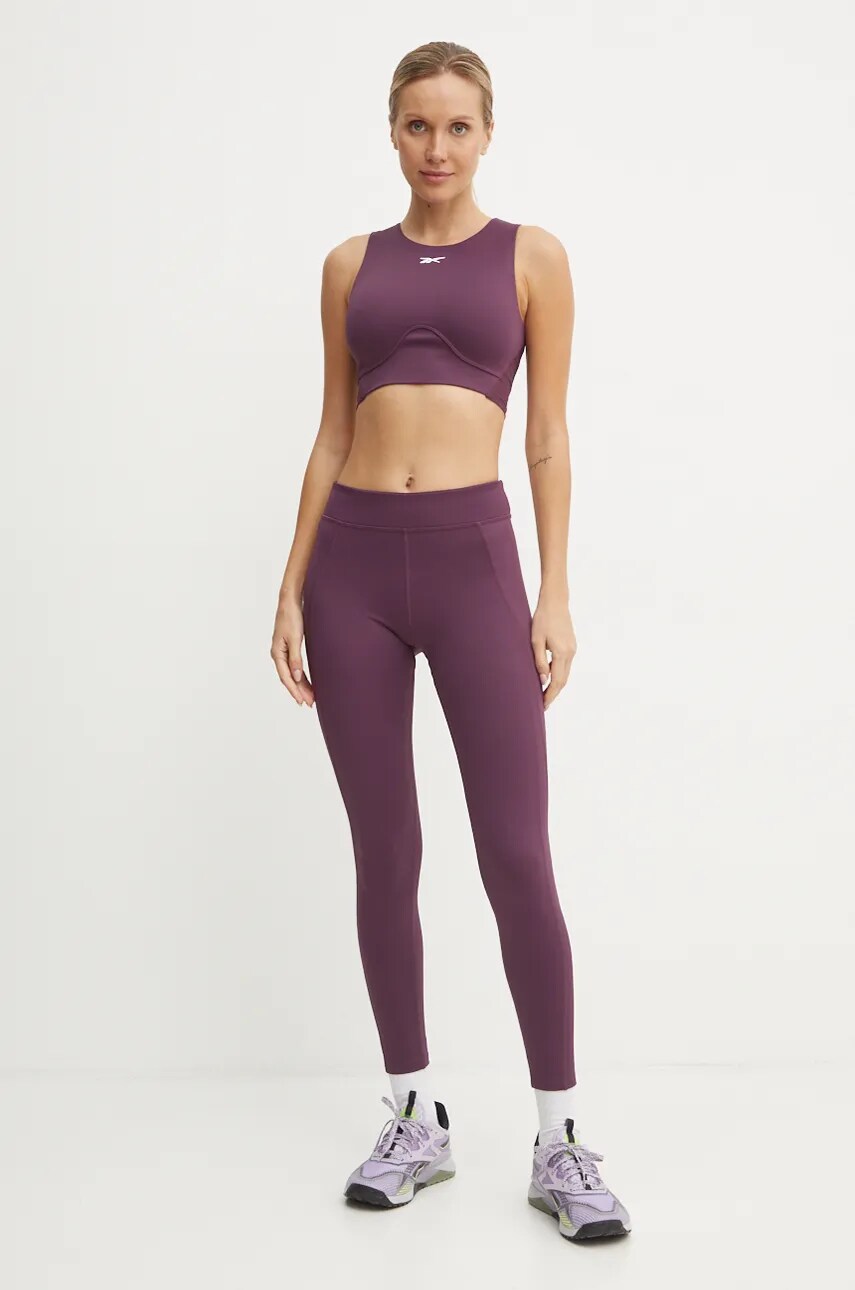 Легінси для тренувань Reebok Lux Contour колір бордовий однотонні 100206432