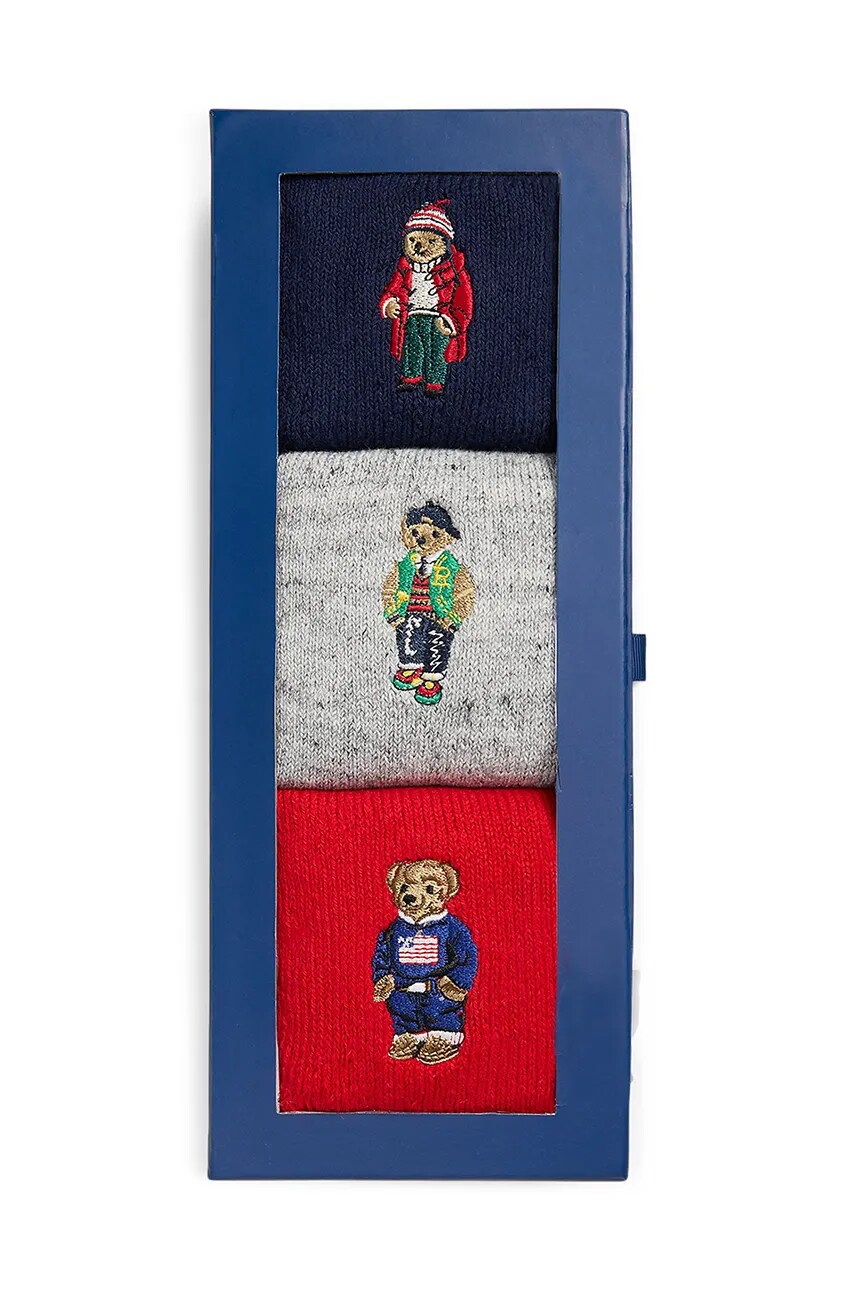Бавовняні шкарпетки Polo Ralph Lauren 3-pack колір сірий 449958862