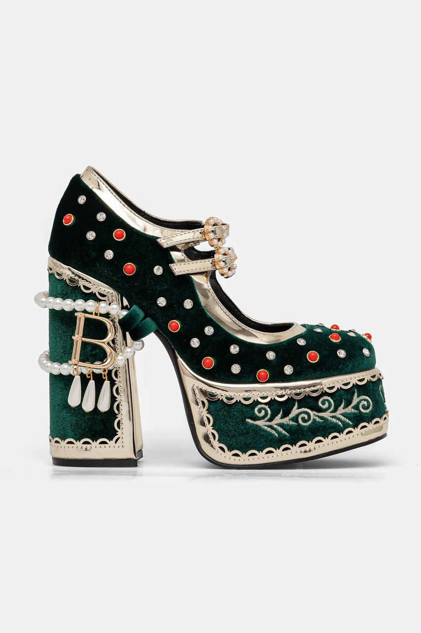 Туфлі Koi Footwear колір зелений каблук блок DPK80