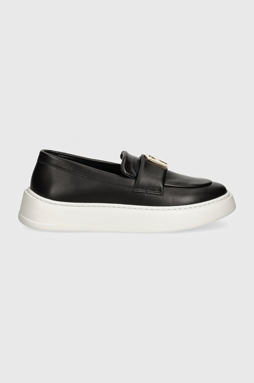 Шкіряні мокасини Furla Loafer жіночі колір чорний на платформі YI08SPT BX3245 O6000