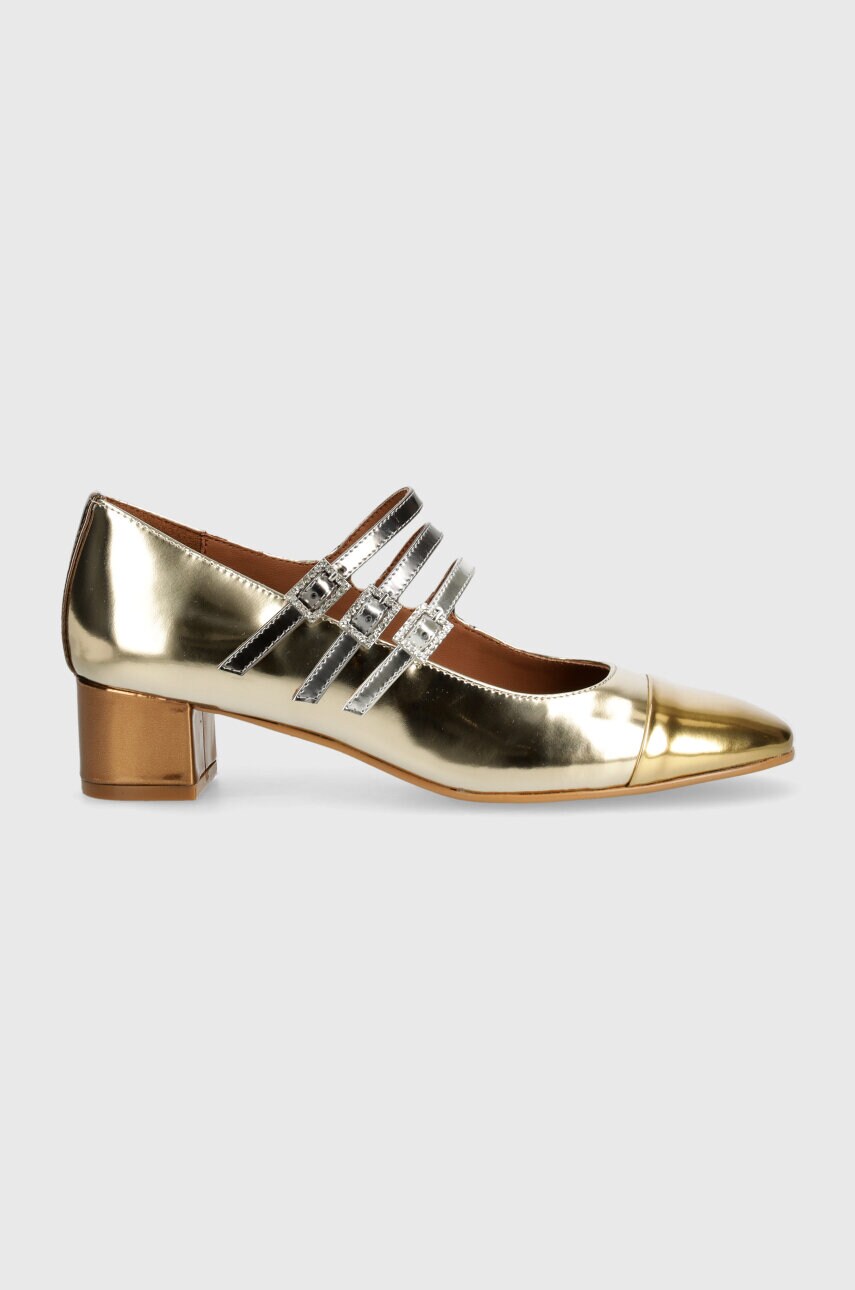 Шкіряні туфлі Kurt Geiger London Pierra Mid Mary Jane колір золотий каблук блок 2661666109