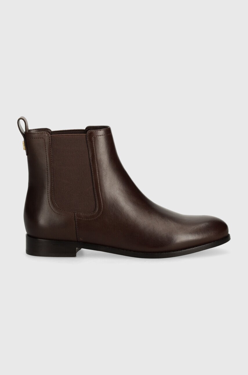Шкіряні черевики Lauren Ralph Lauren Brylee жіночі колір коричневий на плоскому ходу 802908354004