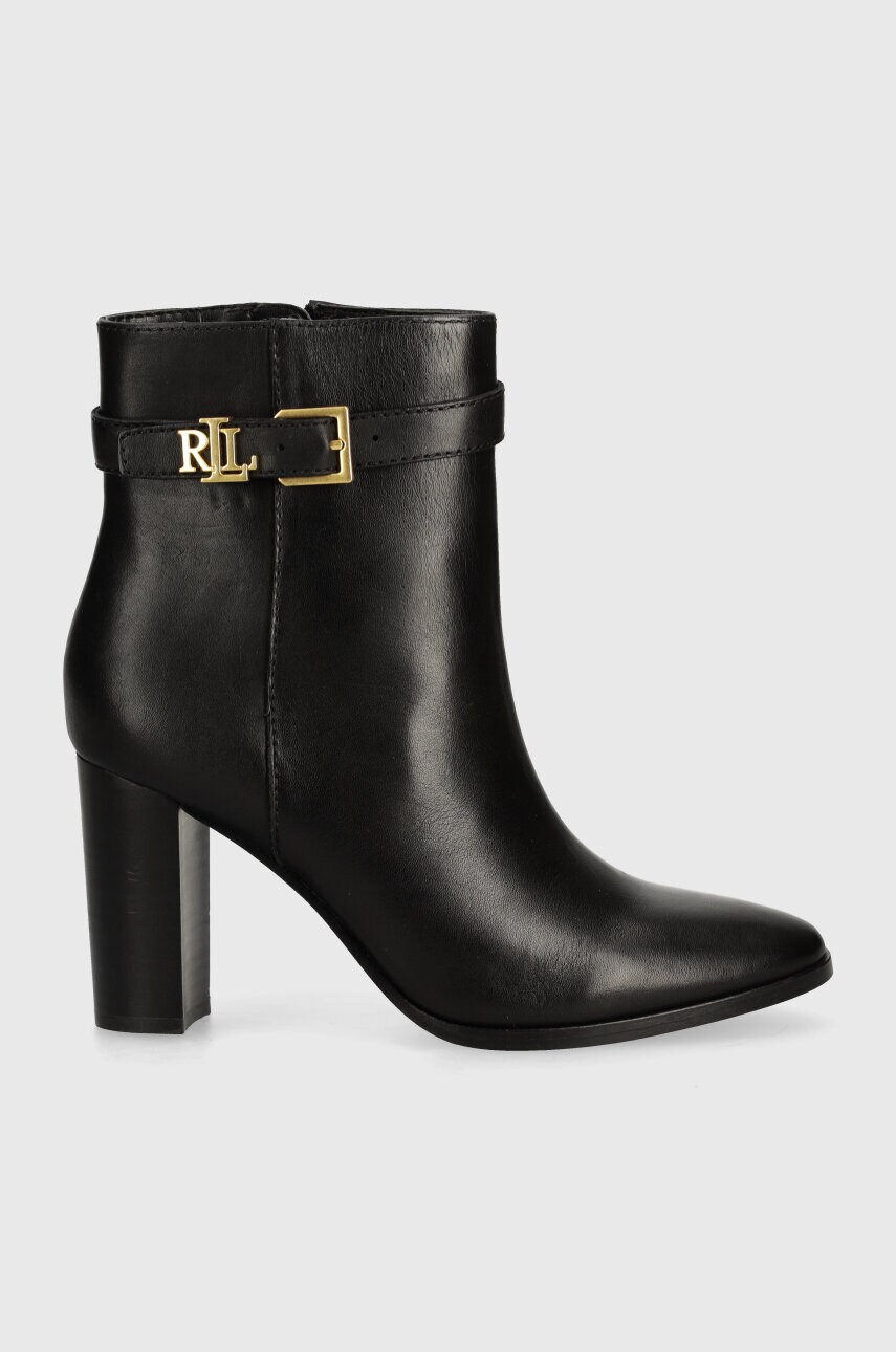 Шкіряні черевики Lauren Ralph Lauren Bailey жіночі колір чорний каблук блок 802937808001